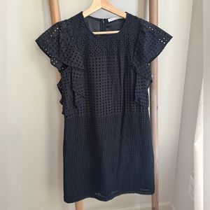 EUC Mika & Gali Black Eyelet Ruffled Dress XS
